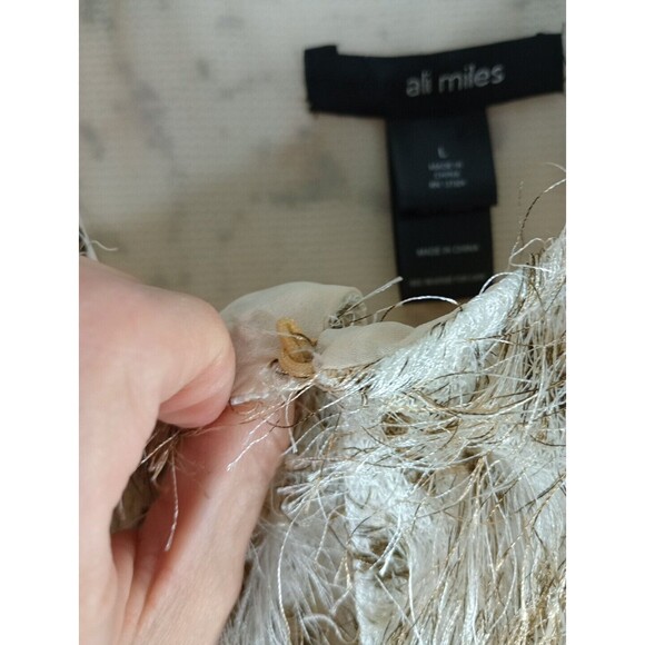 Ali Miles Animal Print Vest Large Fringe Lined Hook & Eye Closure Eyelash - Picture 6 of 9